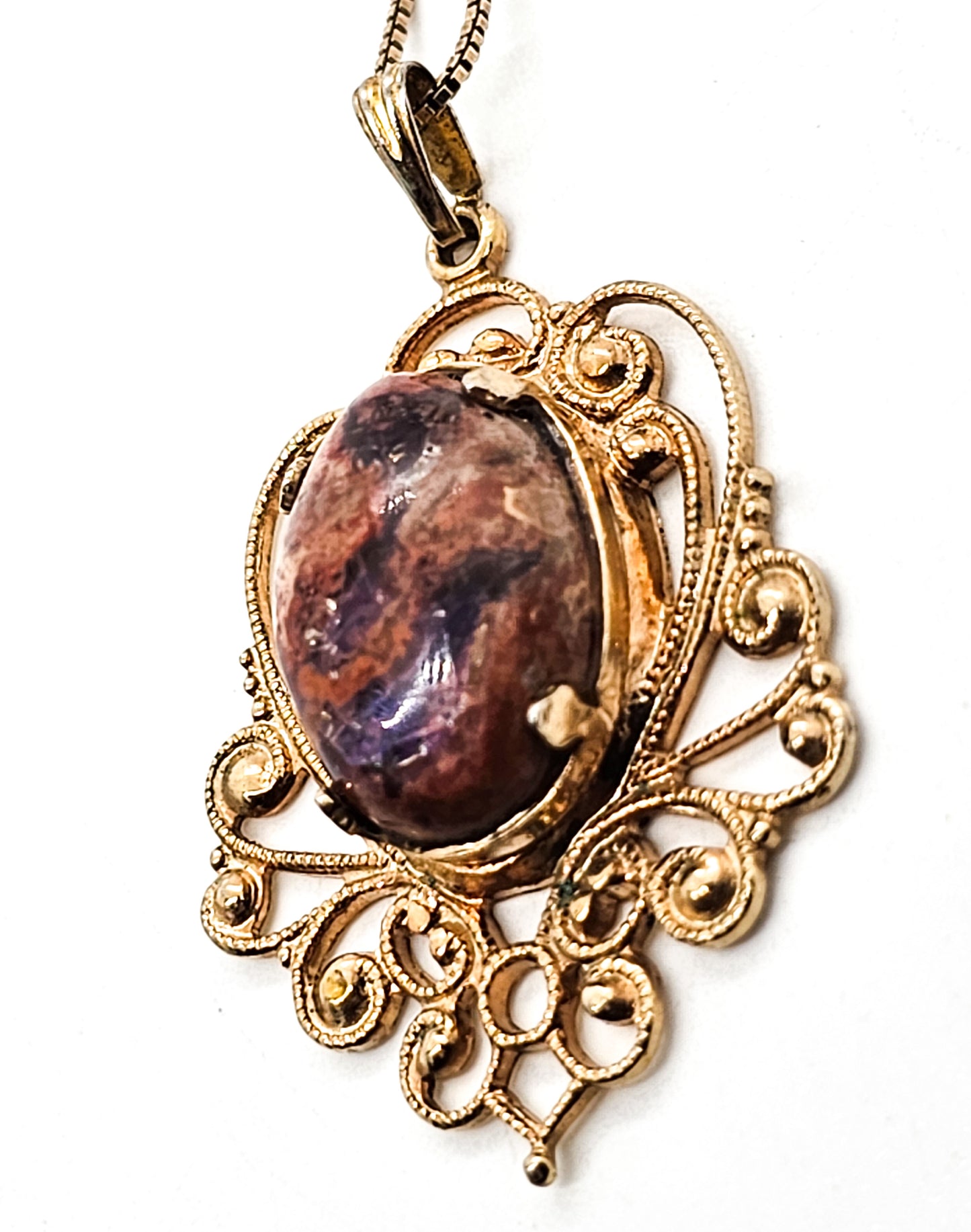 Mexican Opal gold filled pendant with vermeil sterling silver chain