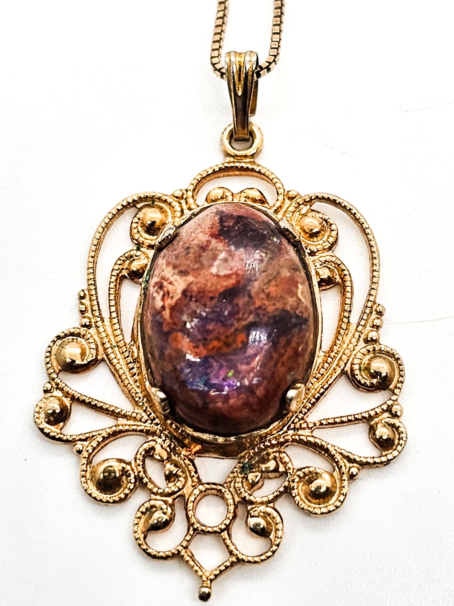 Mexican Opal gold filled pendant with vermeil sterling silver chain
