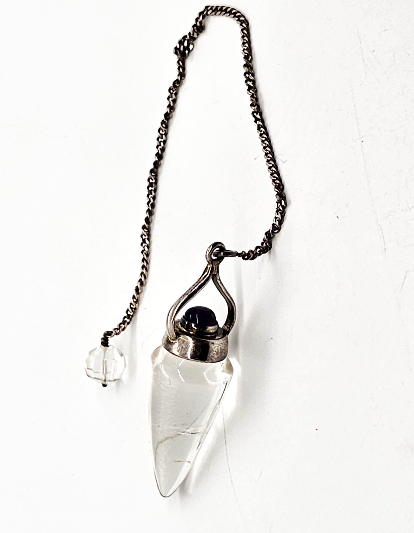 Clear Quartz and Amethyst sterling silver gemstone pendulum