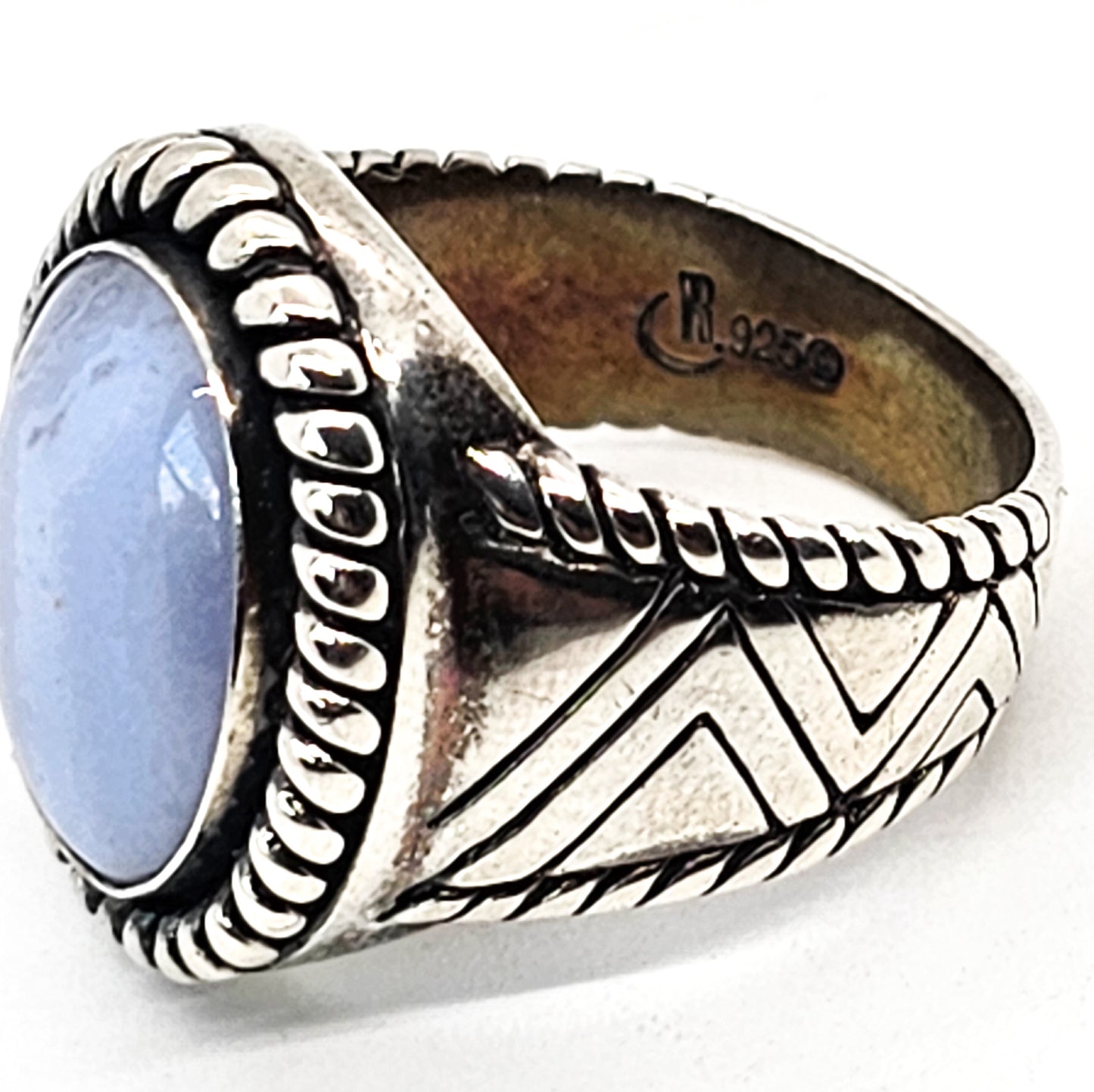 Relios Carolyn Pollack Blue Lace Agate gemstone sterling silver ring size 8.5