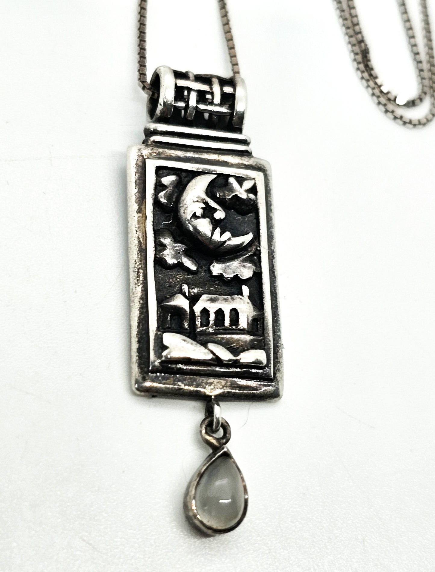 The Moon Tarot Card Amy Zerner for Peter Stone PSCL sterling silver necklace