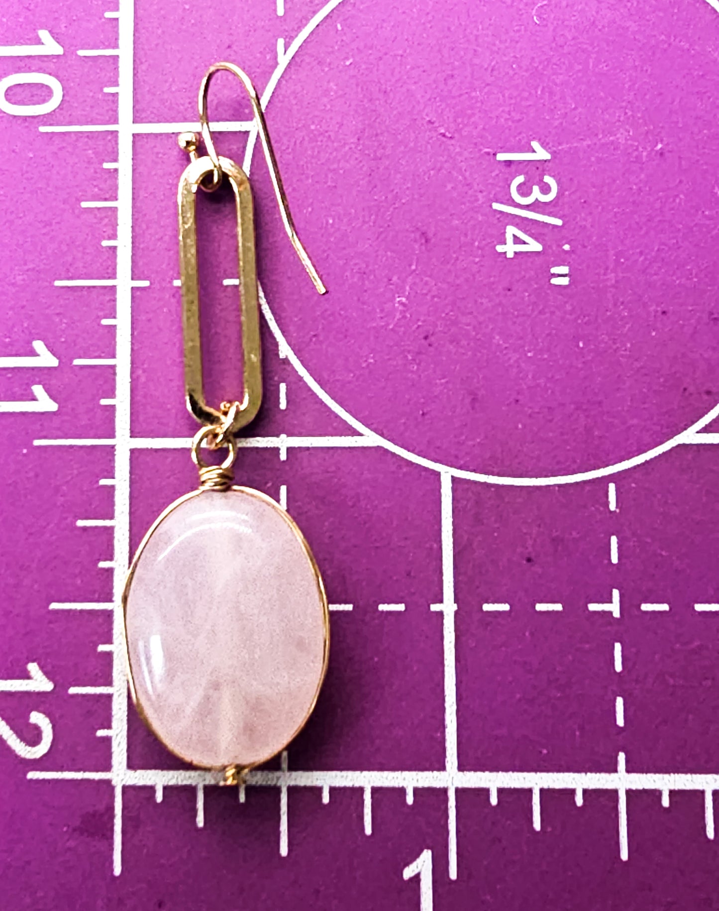 Rose quartz abstract gold overlay vintage sterling silver drop earrings