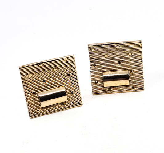 Brushed gold toned atomic modernist mid century 1950's vintage cufflinks