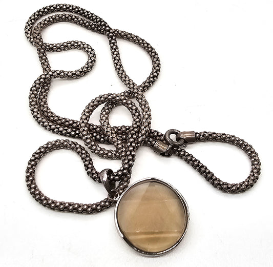 Smokey Quartz faceted pendant on ornate sterling silver chain