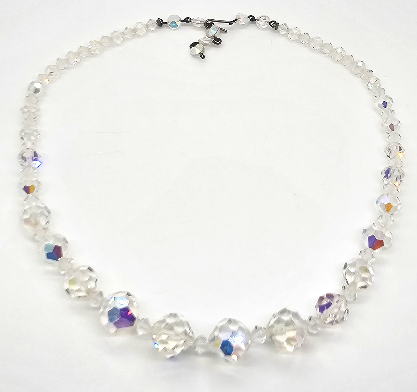 Austrian Crystal Graduated Aurora Borealis beaded adjustable necklace