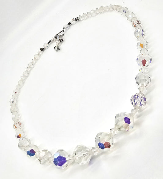 Austrian Crystal Graduated Aurora Borealis beaded adjustable necklace