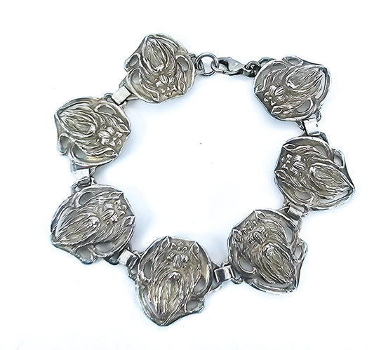 Yorkshire Terrier "Yorkie" 7 panel vintage sterling silver bracelet Mary Beth Halsey 1994