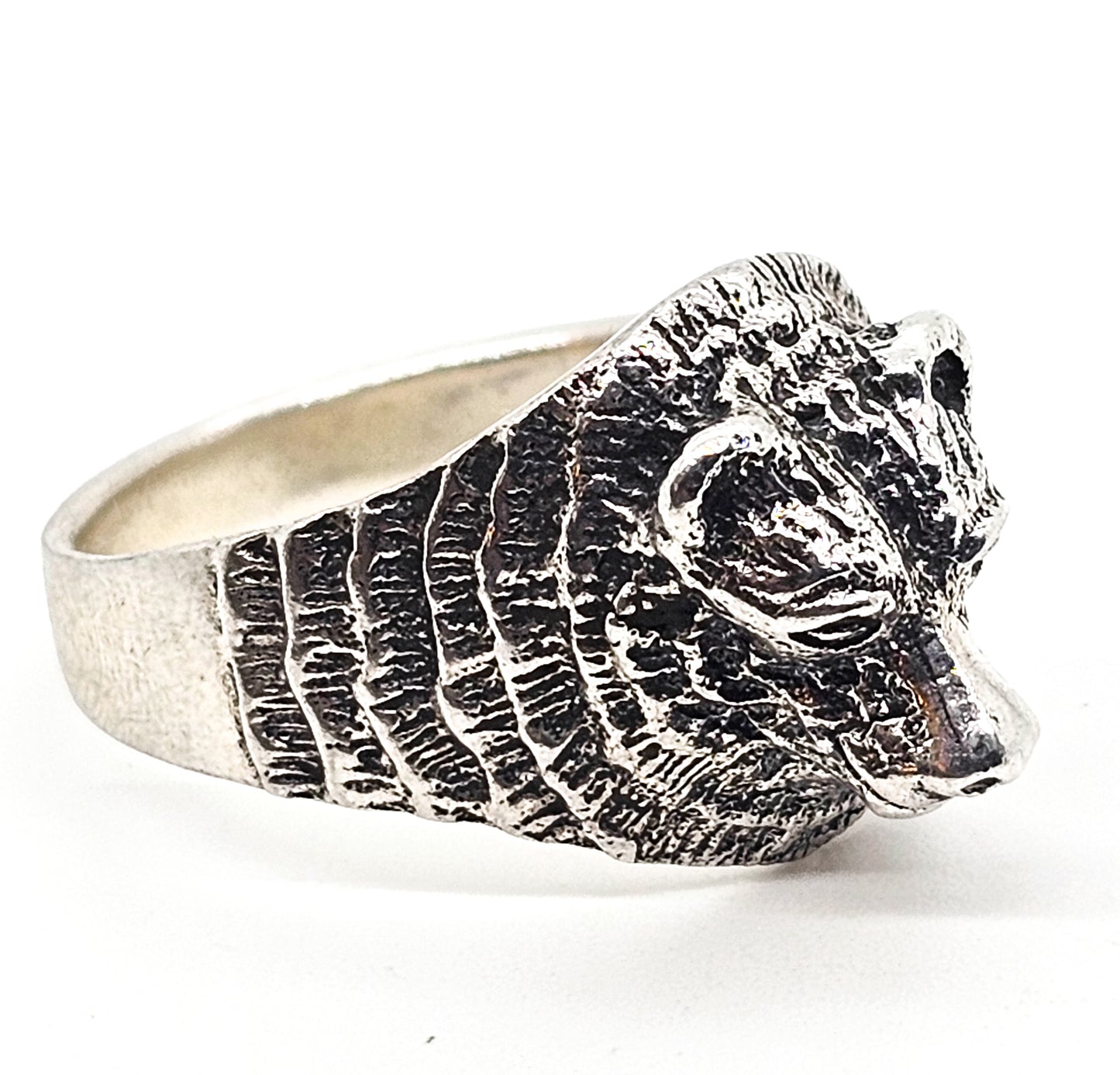 wTs Watson Hallmark Bear figural large solid sterling silver men's ring size 12