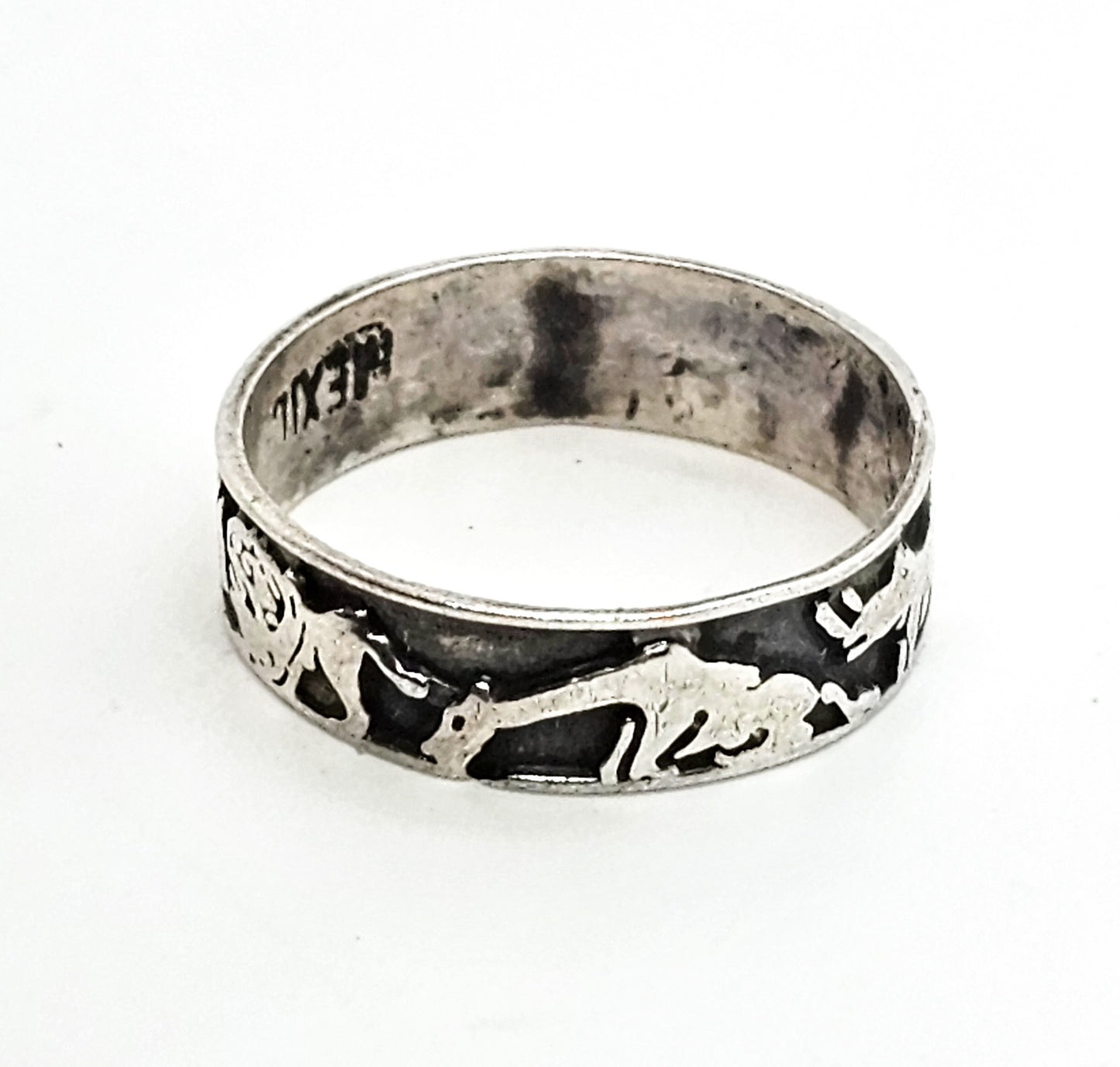 Mexican modernist Storyteller vintage sterling silver cigar band ring size 6