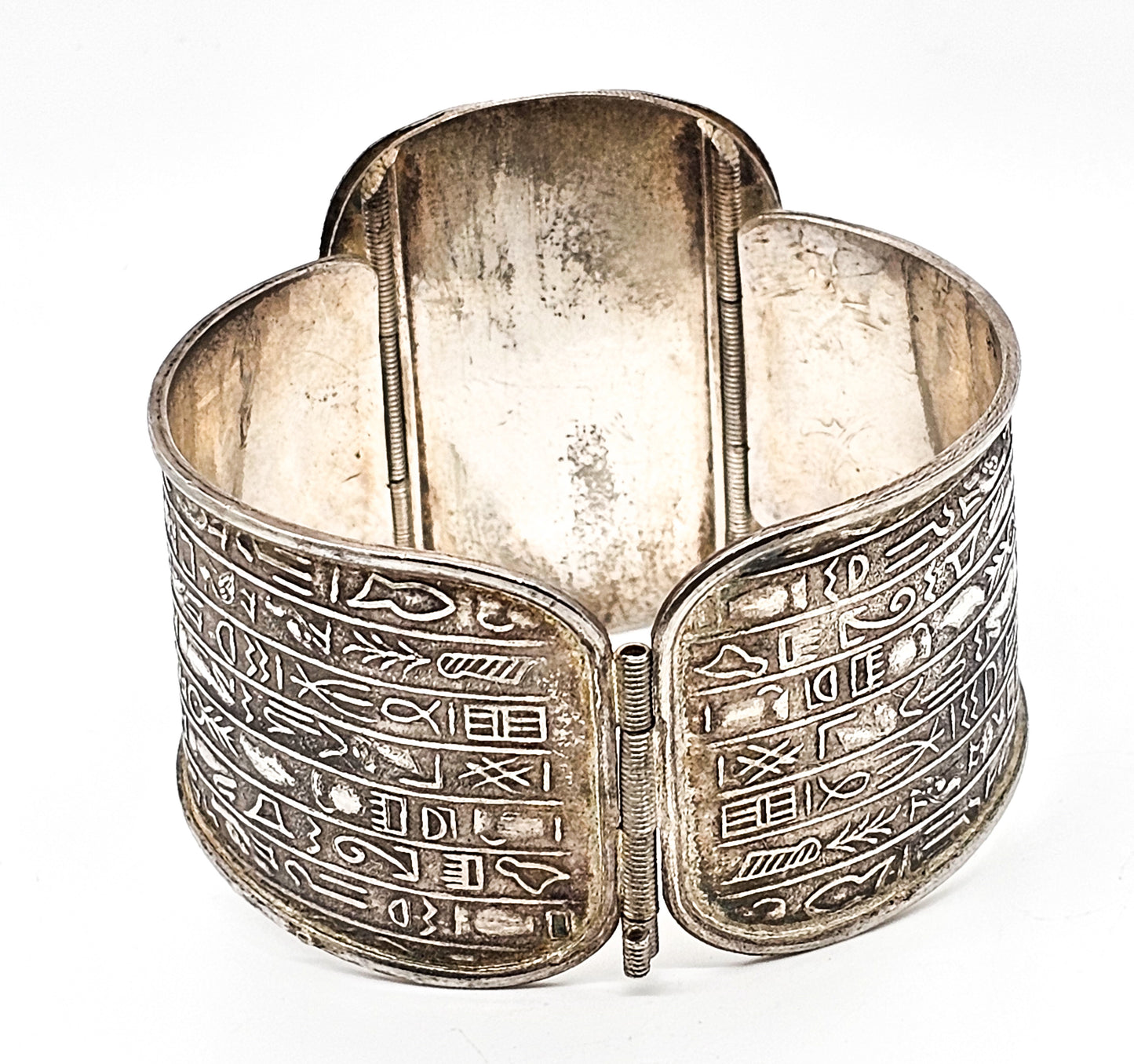 Art Deco Egyptian Revival Large Scarab Beetle Khepri vintage sterling silver bracelet