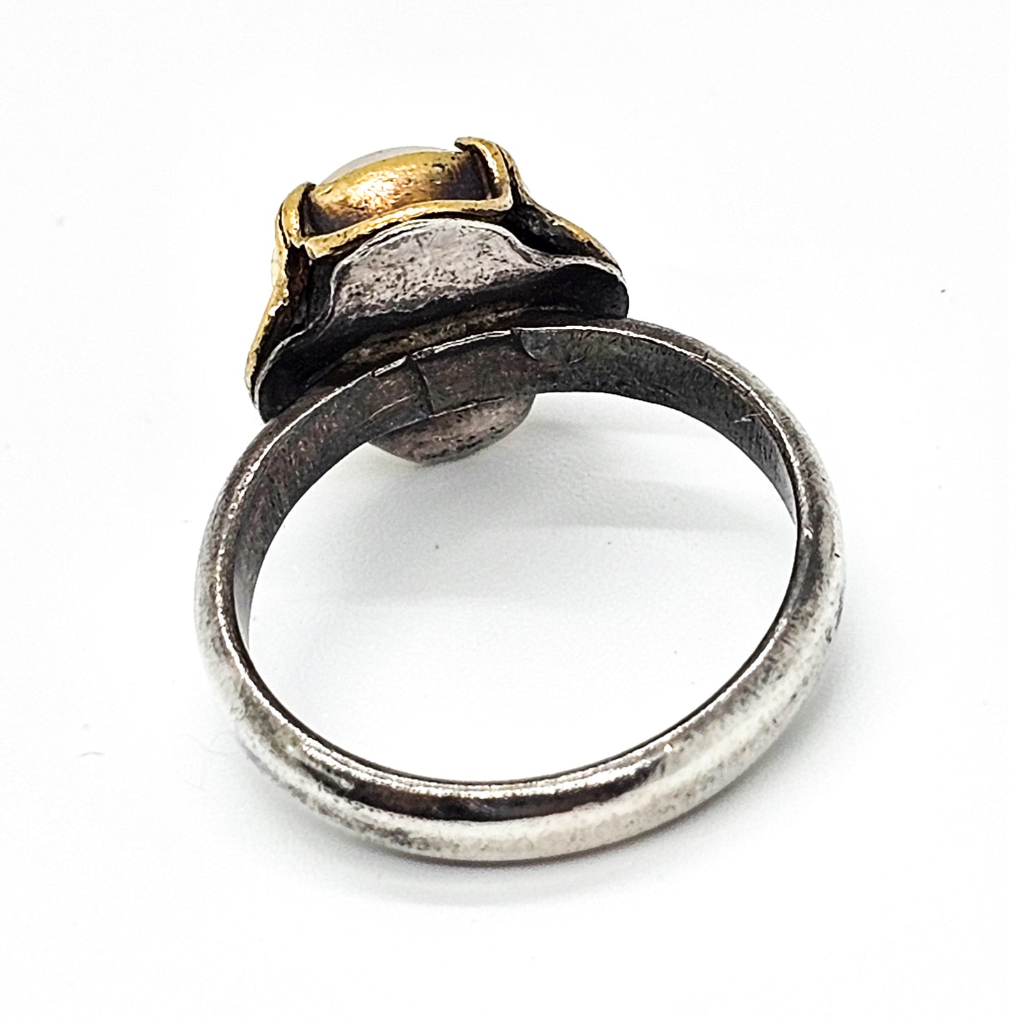 Star Quartz Chatoyant gemstone gold over sterling silver vintage ring size 6.5