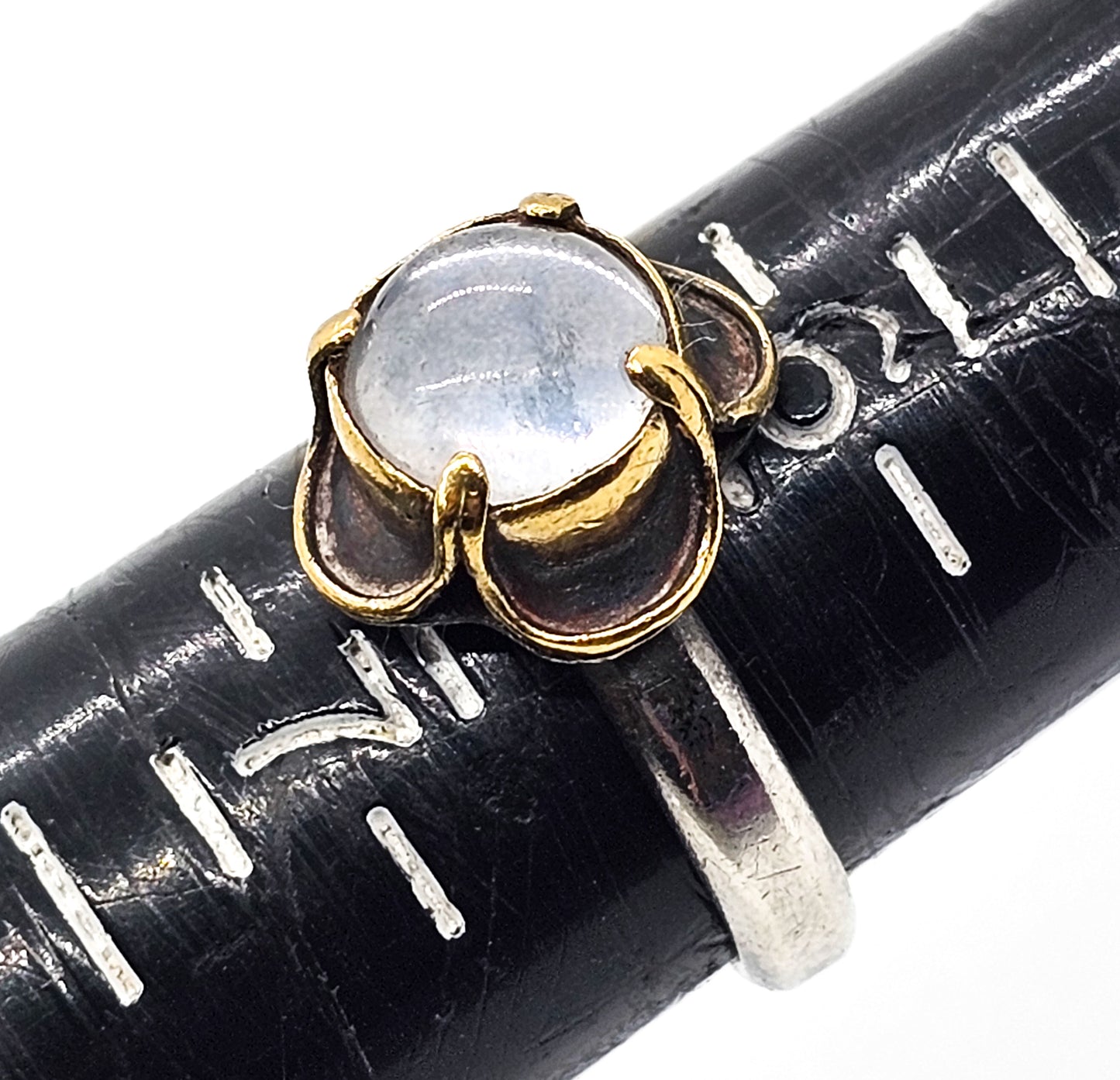Star Quartz Chatoyant gemstone gold over sterling silver vintage ring size 6.5