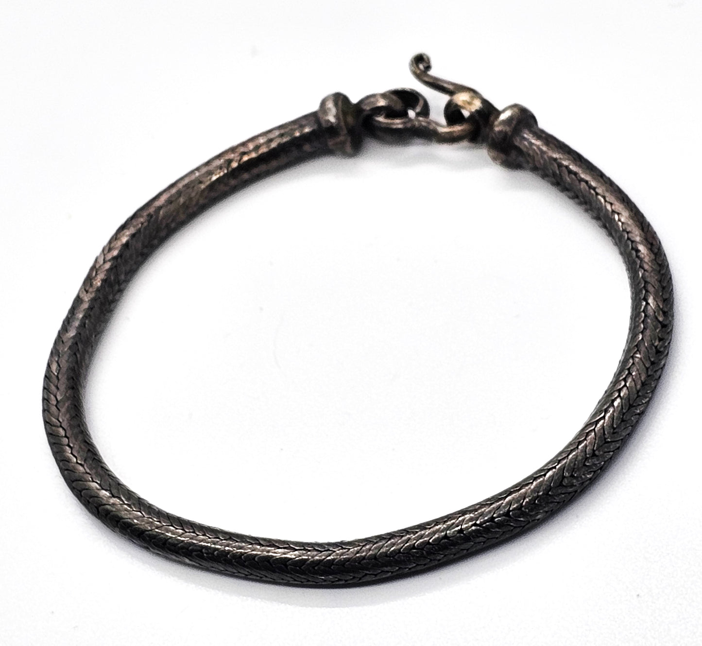 Viking style Tribal knitted woven braid vintage sterling silver bracelet
