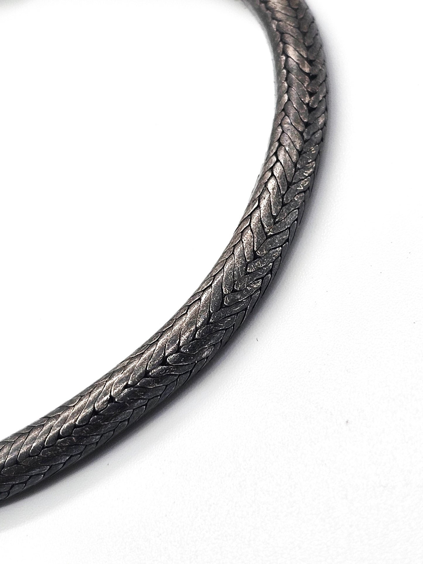 Viking style Tribal knitted woven braid vintage sterling silver bracelet