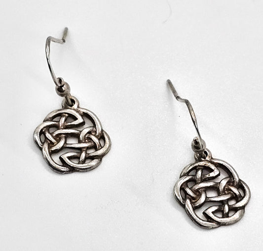 Celtic Trinity knot open work Irish sterling silver drop earrings
