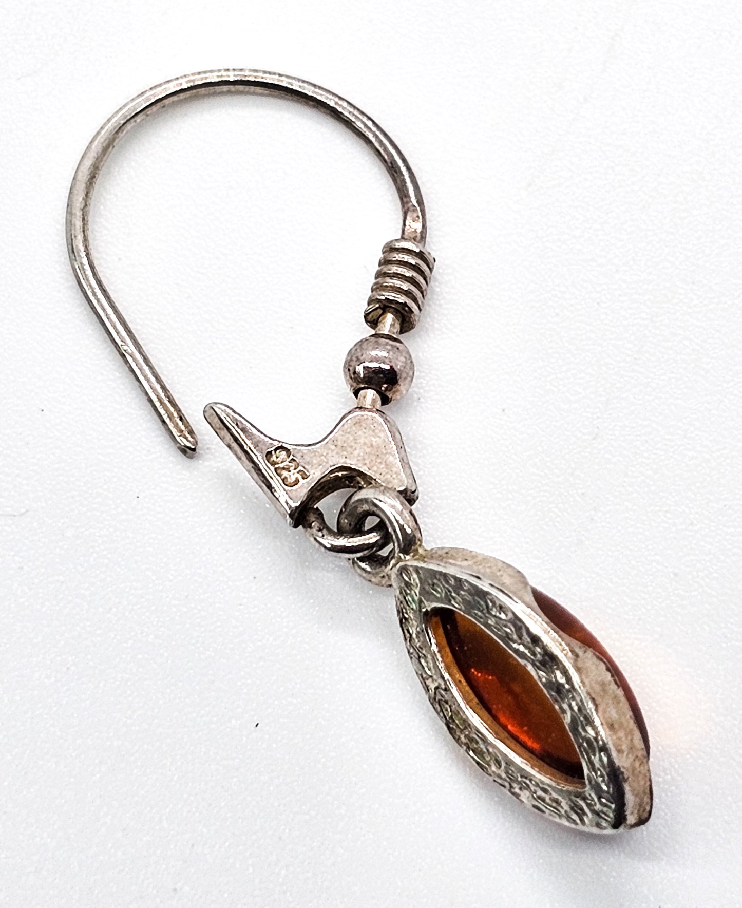 Amber marquis drop vintage sterling silver dangle earrings