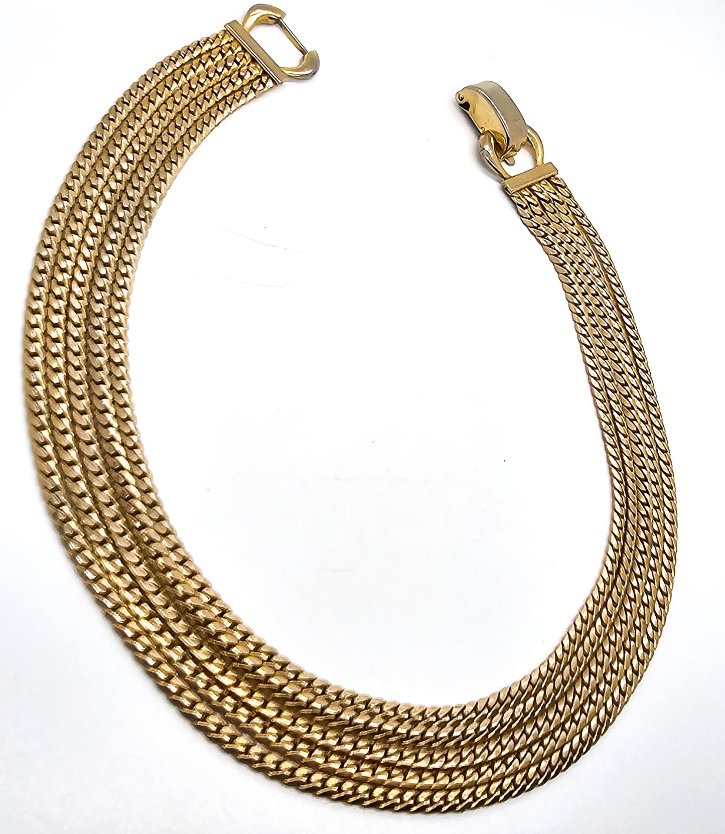 Brookcraft 5 strand vintage gold toned chain statement necklace