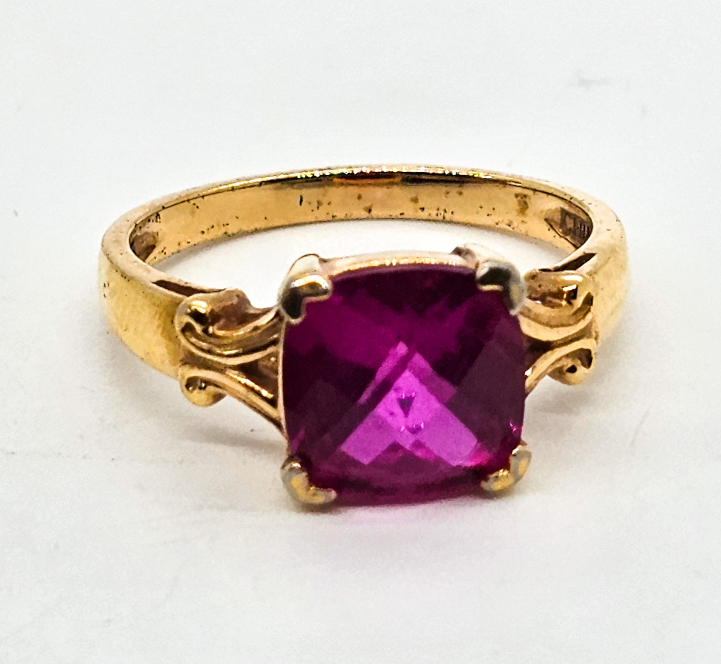 Ross Simmons Pink Sapphire checkerboard 5.5ct Vermeil sterling silver ring size 10