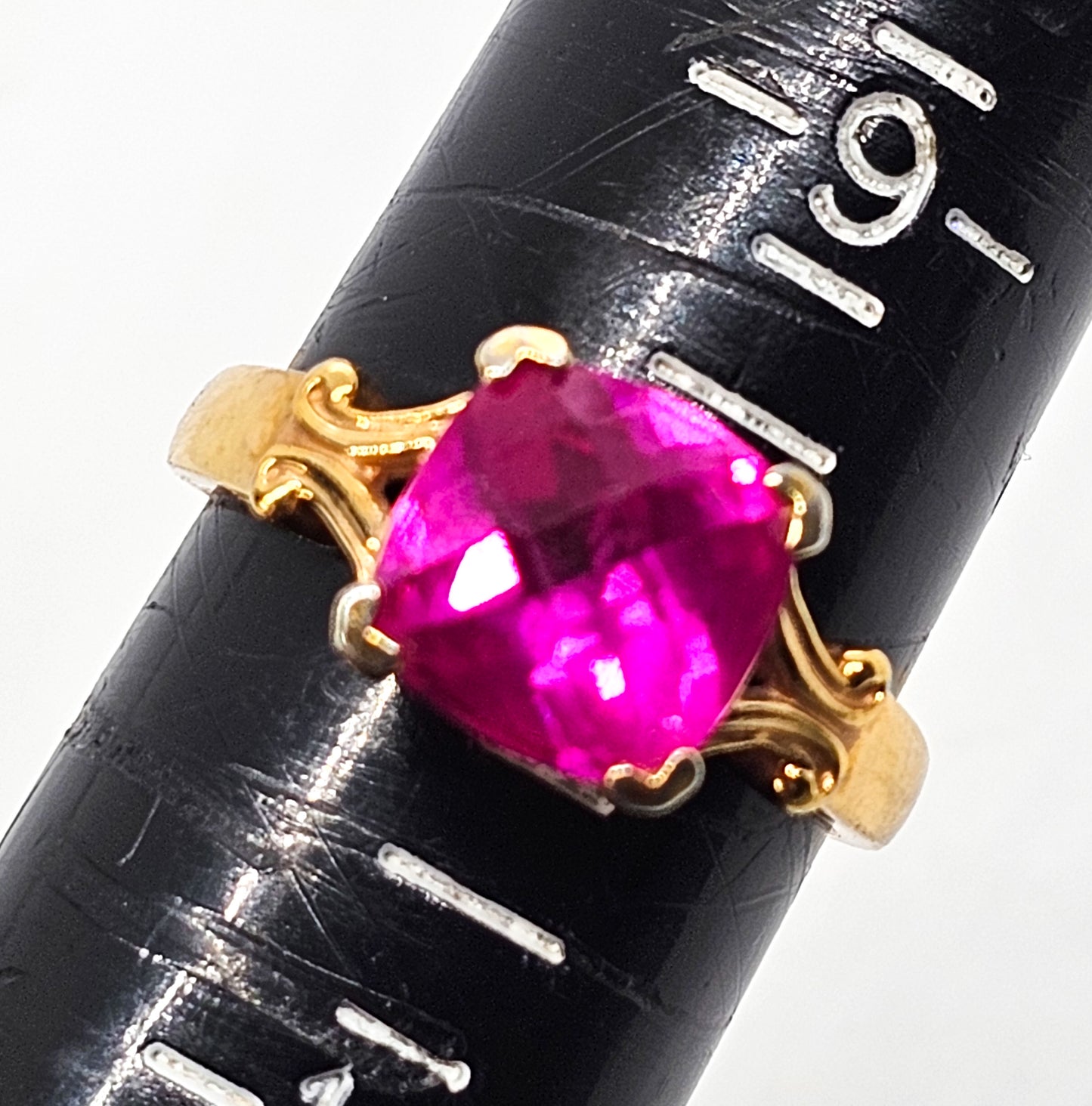 Ross Simmons Pink Sapphire checkerboard 5.5ct Vermeil sterling silver ring size 10