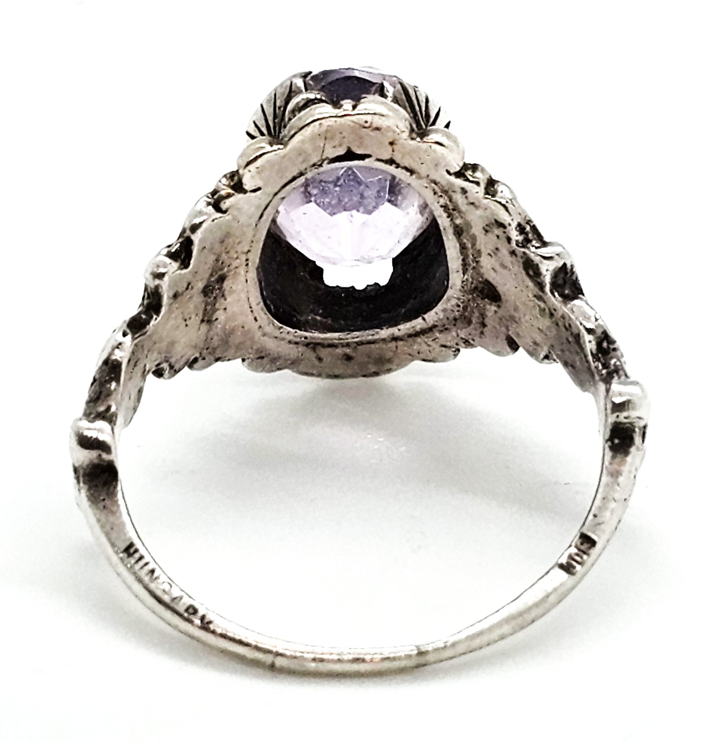 Astro Hungarian Arts and Crafts 2.66ct amethyst antique sterling silver ring size 8