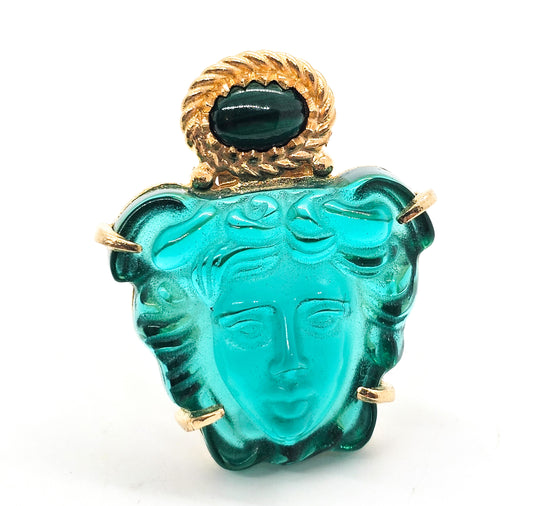 Tagliamonte Venetian Italian glass Medusa malachite 18k vermeil sterling ring size 8.5