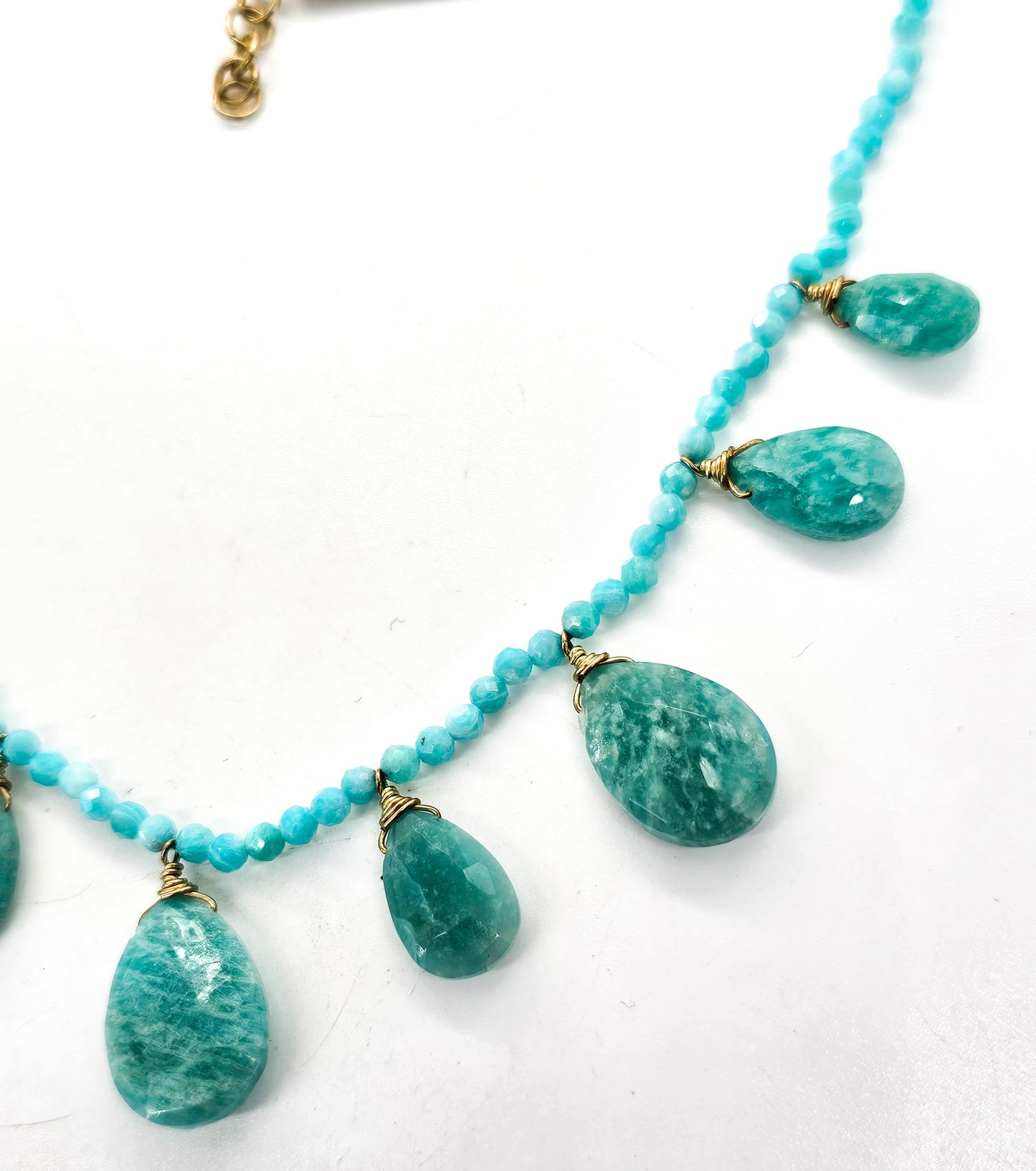 Rarities Amazonite blue pear cut 14k gold plated sterling silver 18" necklace