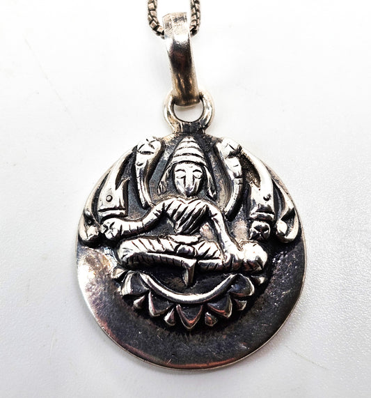 Ganesh Tibetan prayer sterling silver pendant necklace