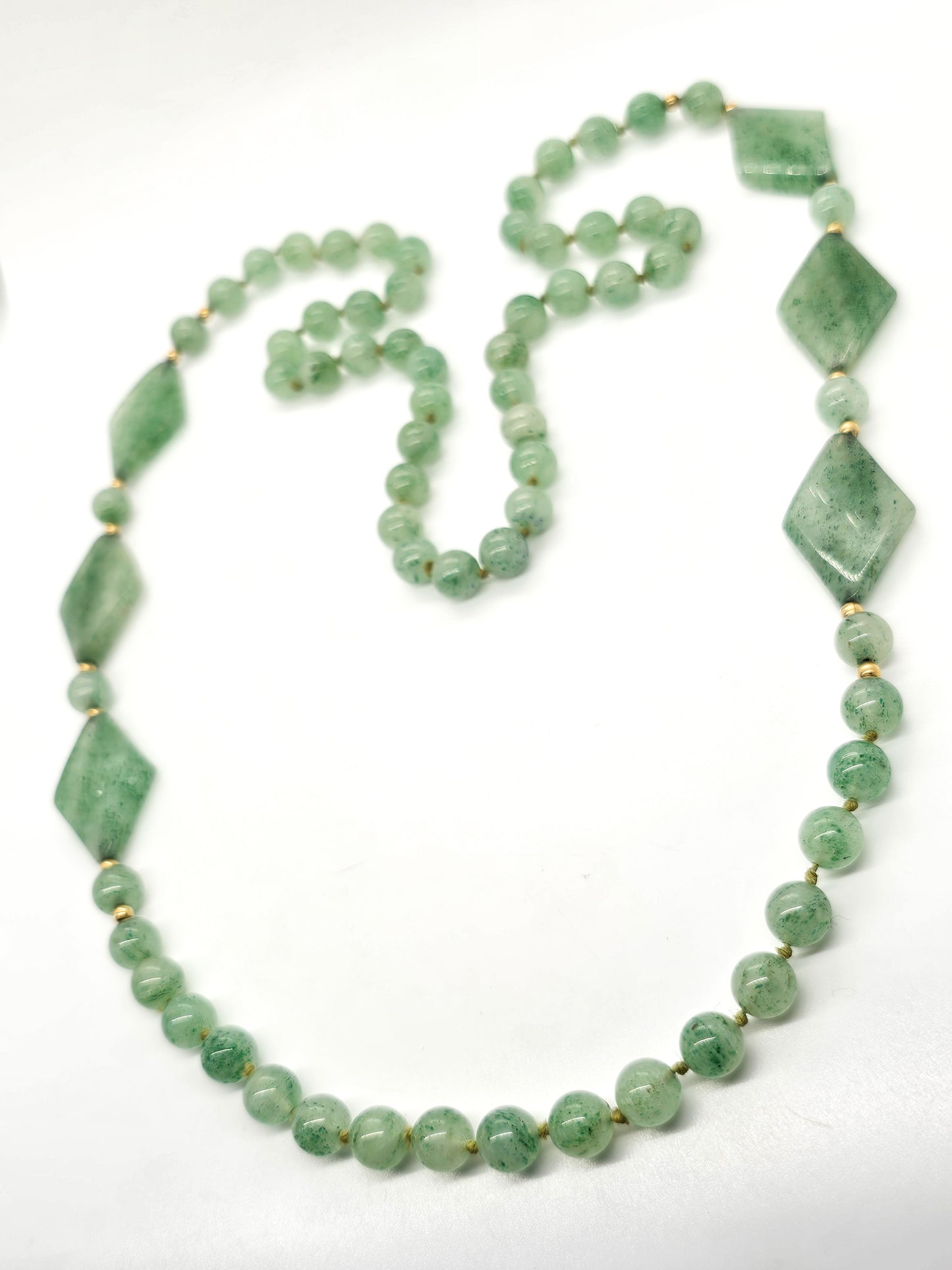 Nephrite Jade green gemstone 8mm beaded long 34 inch necklace