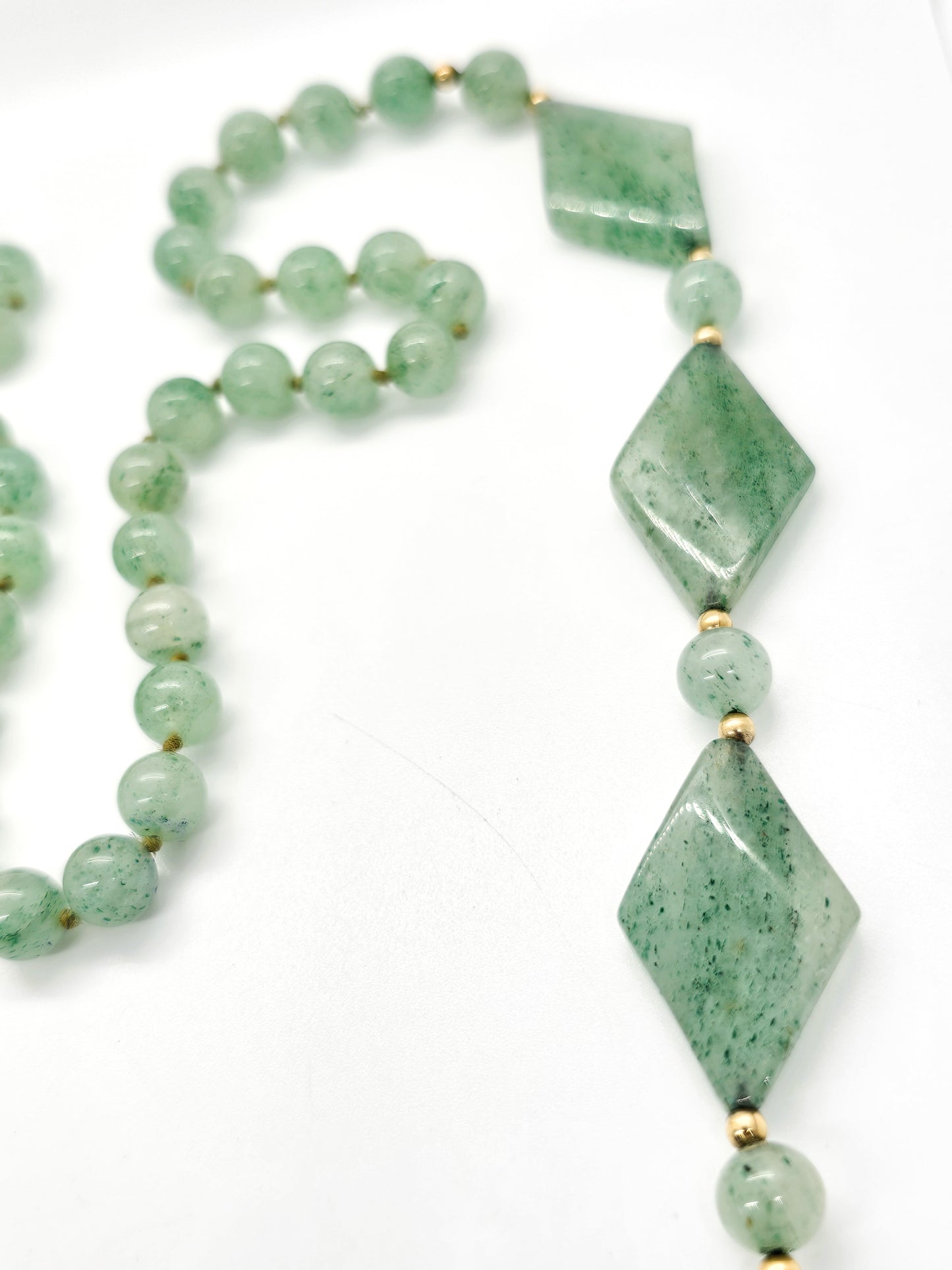 Nephrite Jade green gemstone 8mm beaded long 34 inch necklace