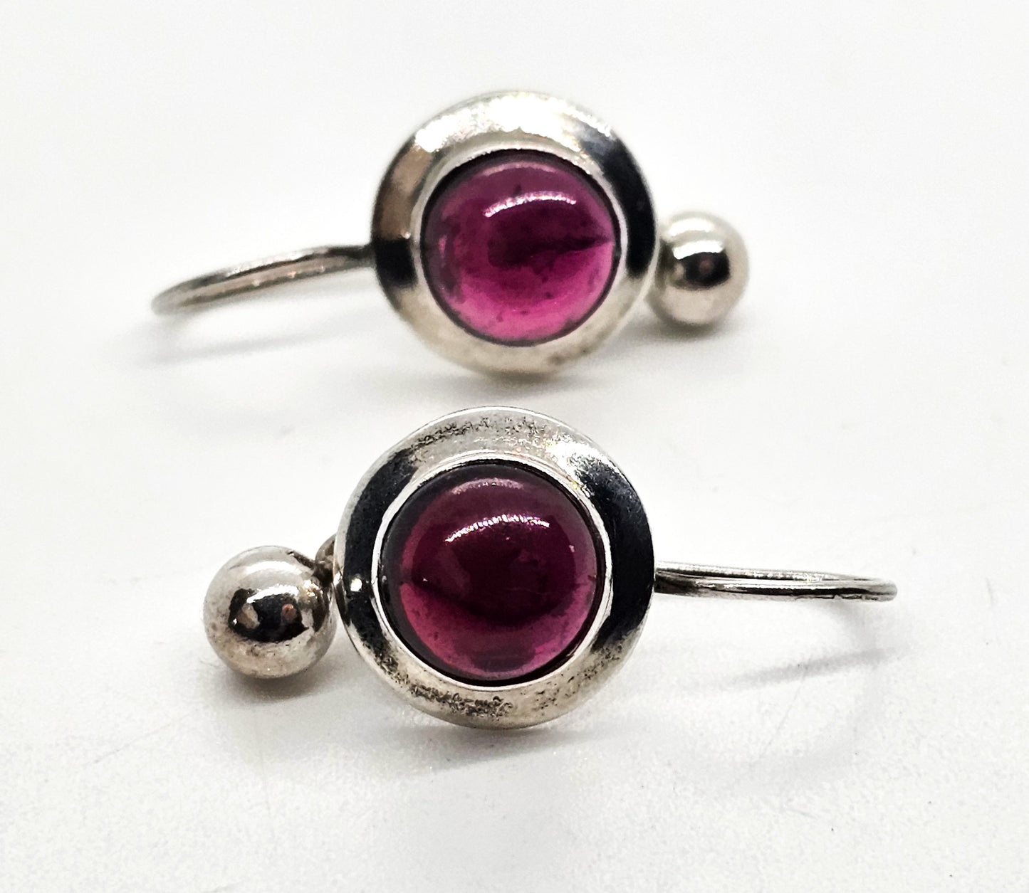 Umbalite purple garnet gemstone bezel set in sterling silver with beaded drop