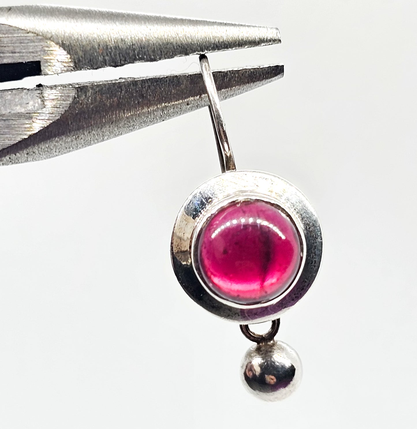 Umbalite purple garnet gemstone bezel set in sterling silver with beaded drop