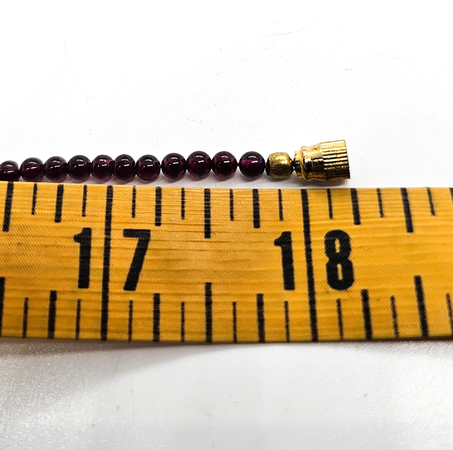 Red garnet gemstone thin simple beaded necklace with barrel screw clasp