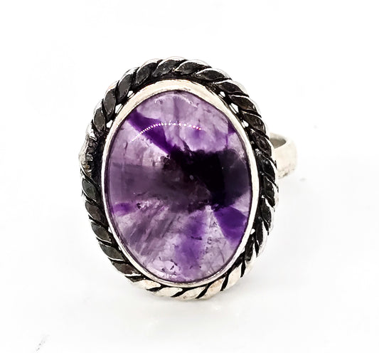 Amethyst with dark inclusions vintage sterling silver ring size 7