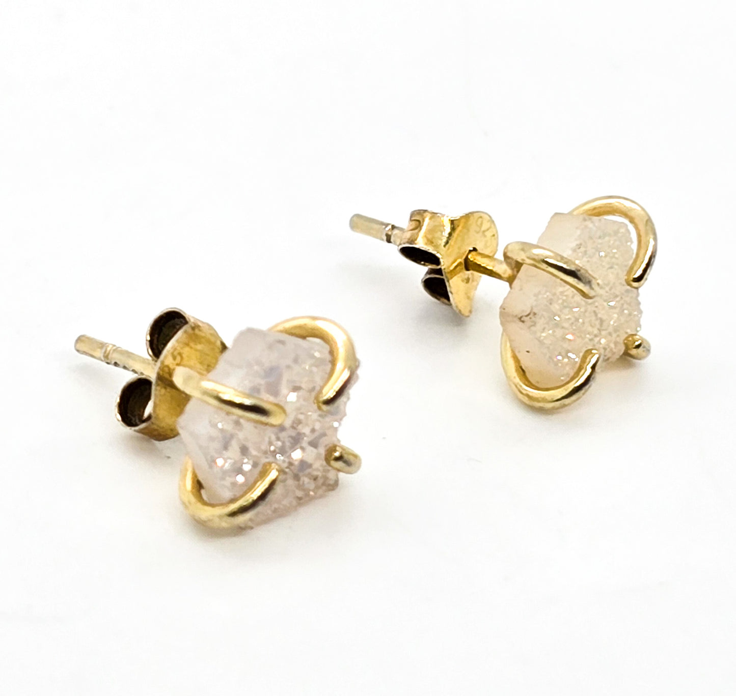 Druzy quartz vermeil gold over sterling silver abstract stud earrings