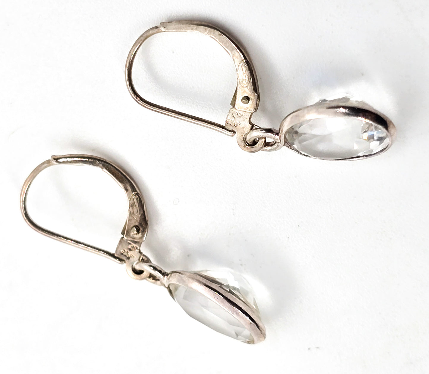 White Topaz 2.5ct open work sterling silver lever back drop earrings