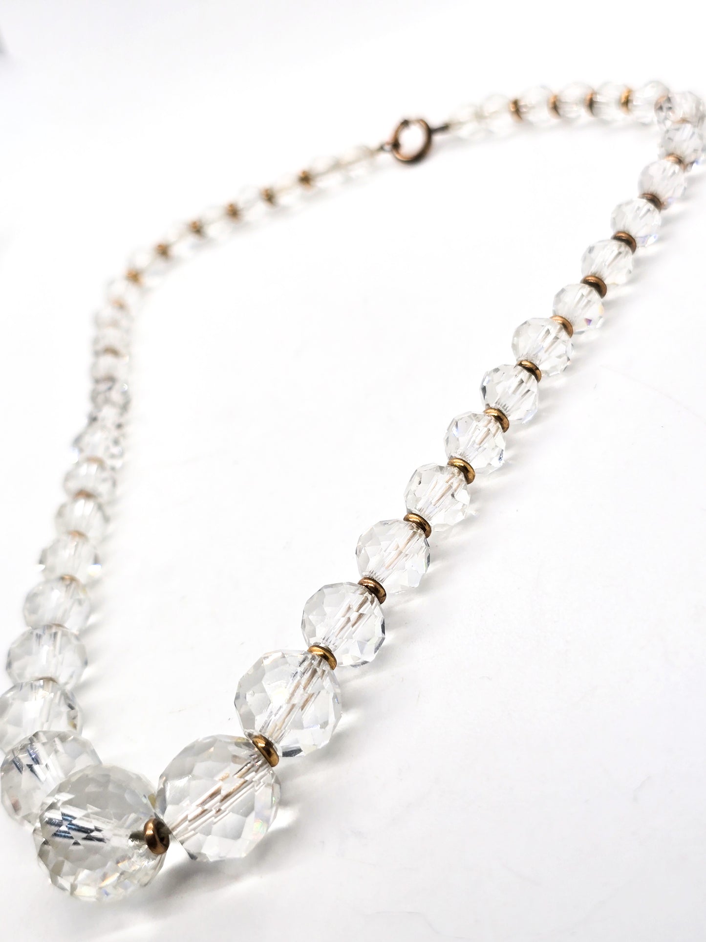 Art Deco gold filled faceted lead crystal graduated beaded antique necklace