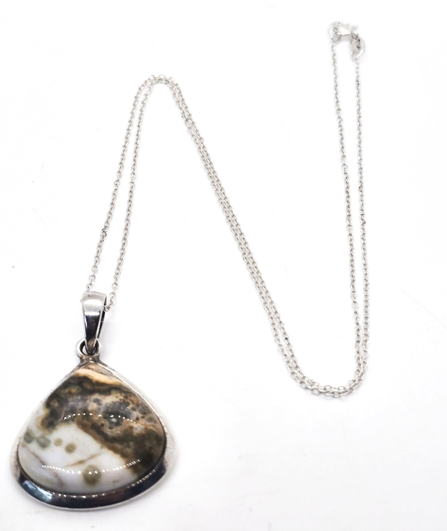 Ocean Jasper gemstone vintage sterling silver pendant