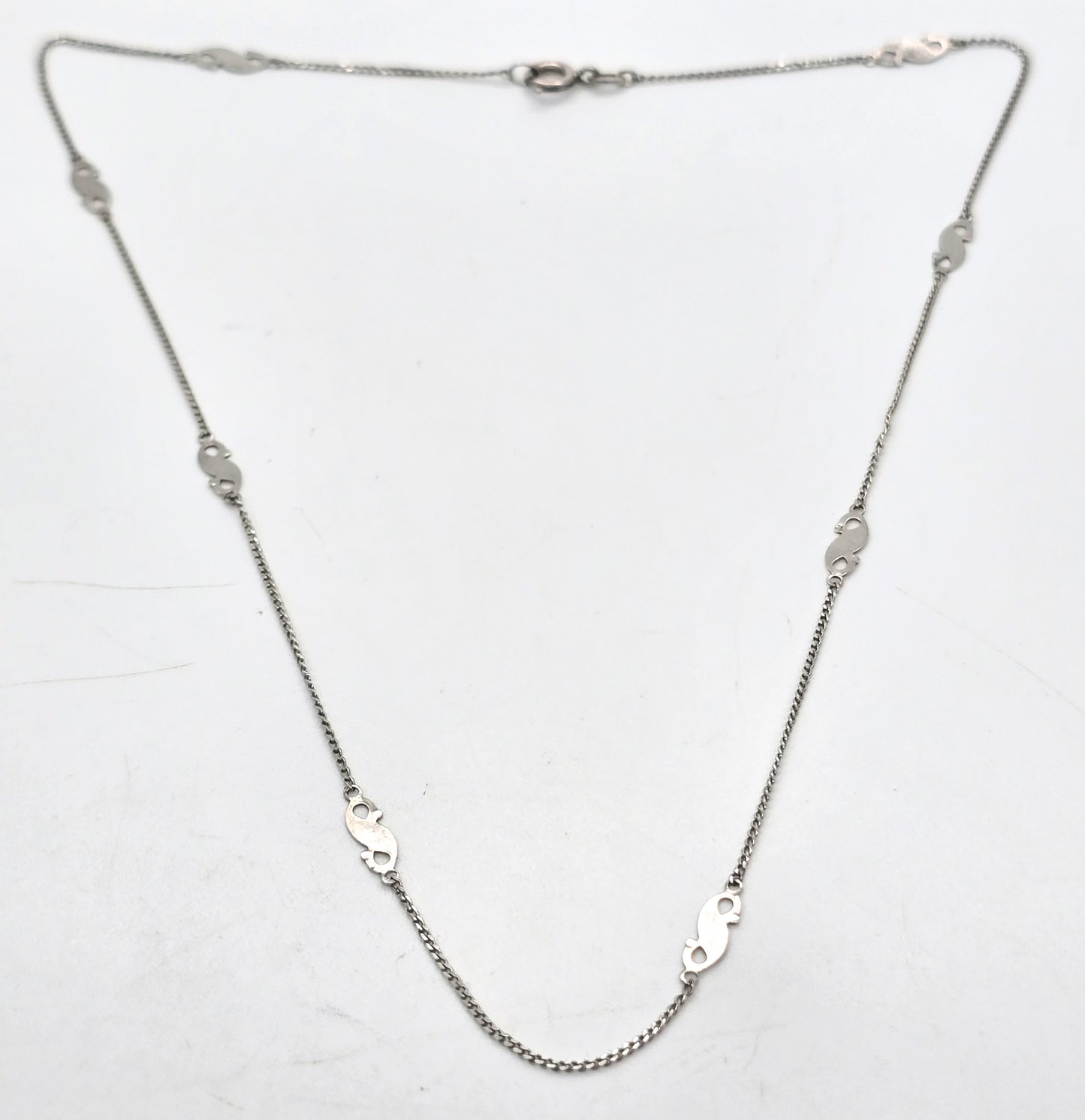 Art Deco antique 8 part stationary sterling silver 15 inch necklace