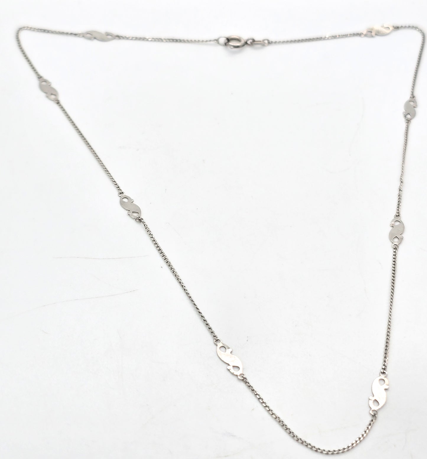 Art Deco antique 8 part stationary sterling silver 15 inch necklace