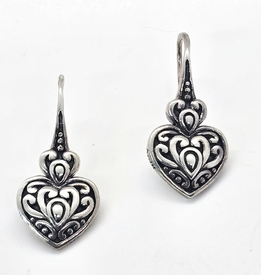 Angela by John Hardy JH signed sterling silver tribal heart earrings Retired