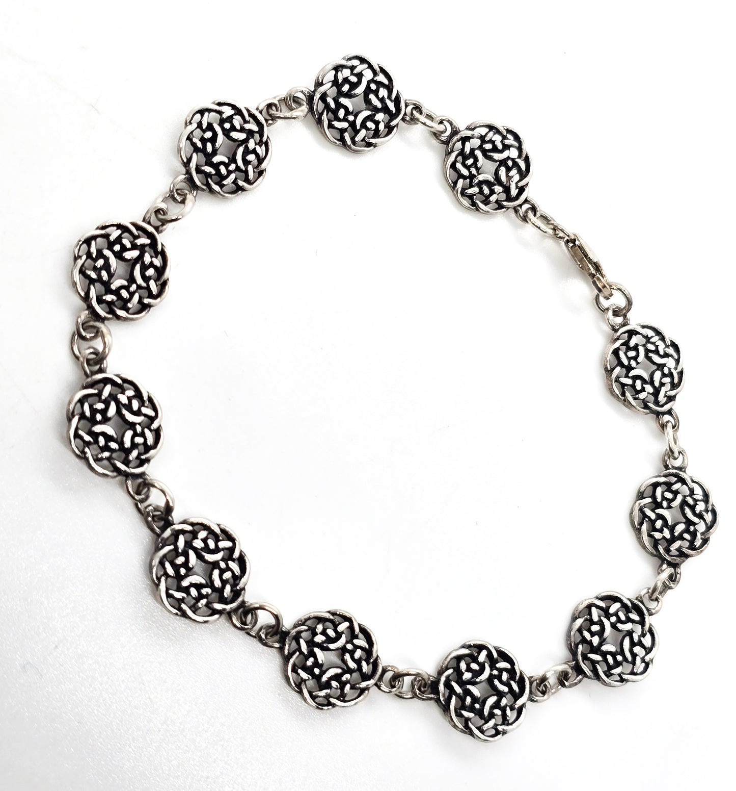 Celtic Irish Druid knot vintage sterling silver tennis bracelet