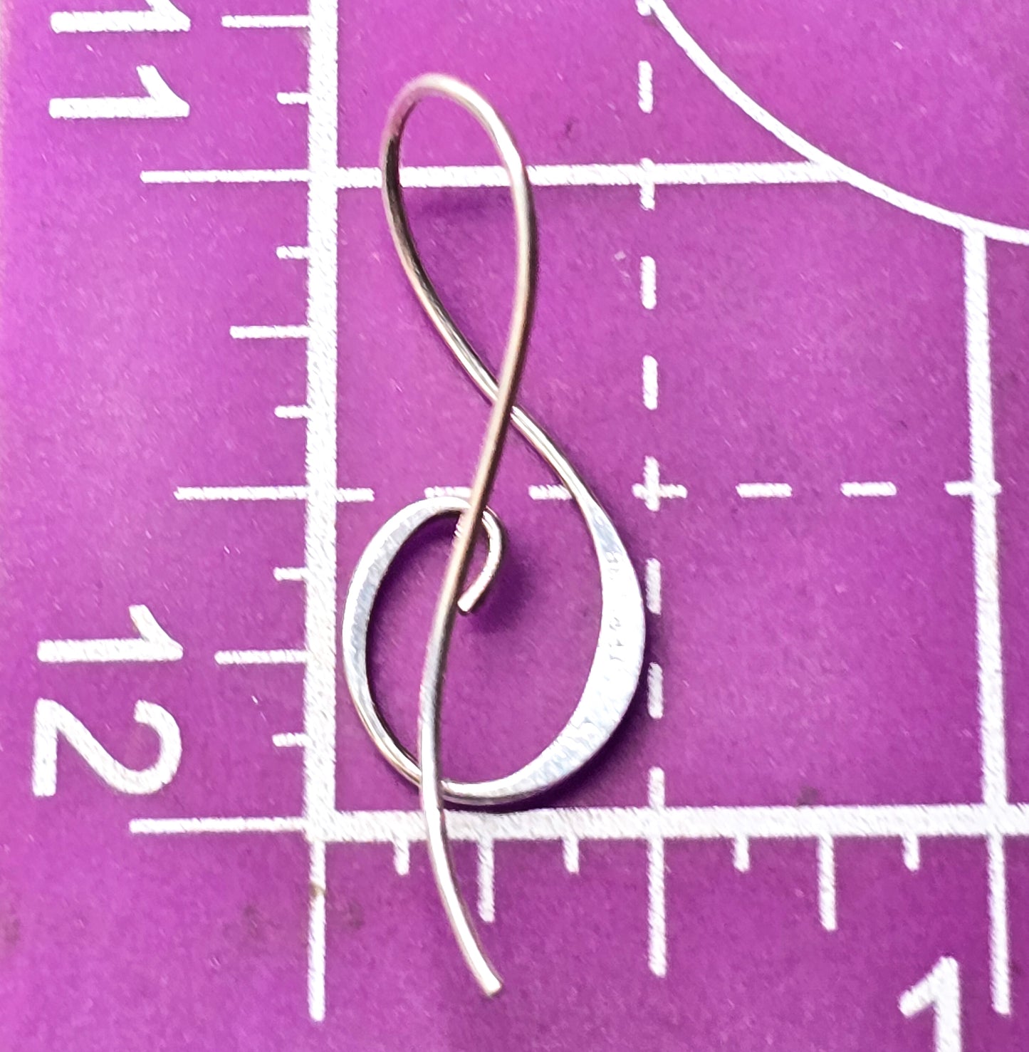Treble Clef DR musical notes signed vintage sterling silver earrings
