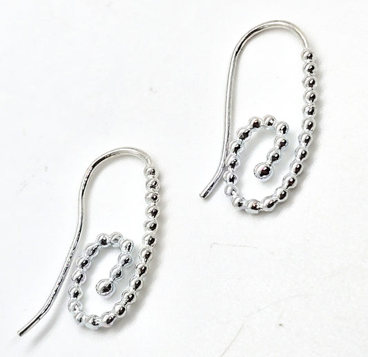 Spiral hoops Pandora style rhodium plated sterling silver bubble drop earrings