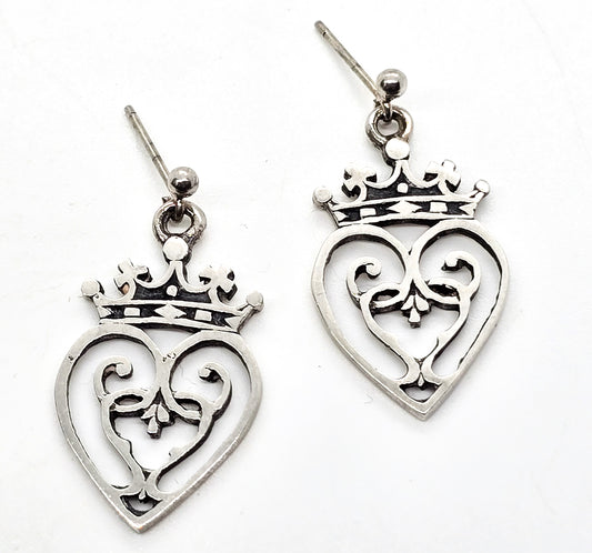 Scottish Luckenbooth Mary Queen of Scots vintage sterling silver earrings