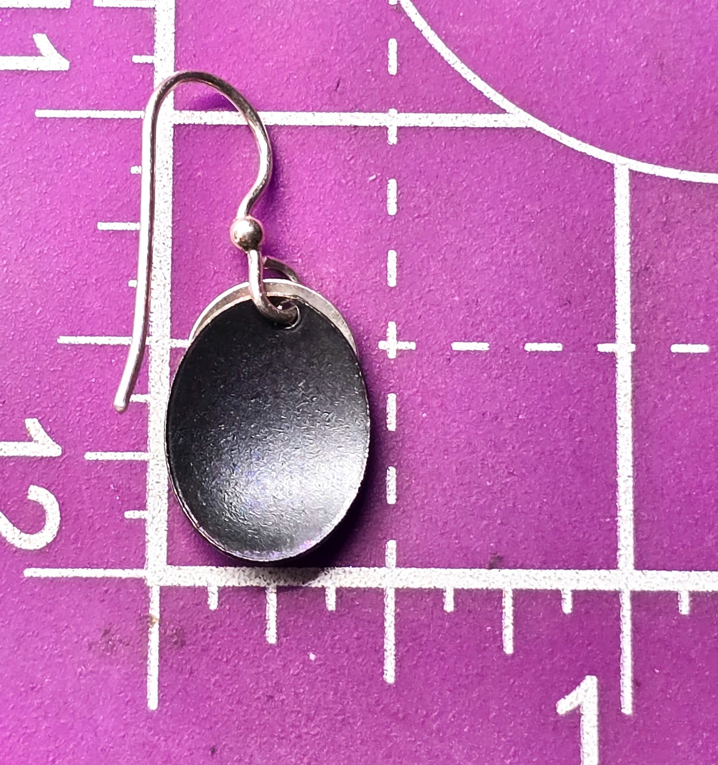 Purple Niobium Embossed disk artisan sterling silver vintage drop earrings
