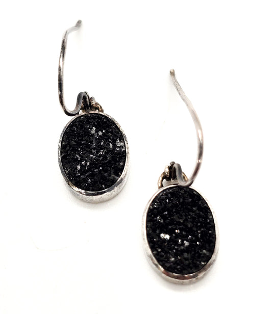 Janice Girardi JGD Black druzy Quartz sterling silver drop earrings