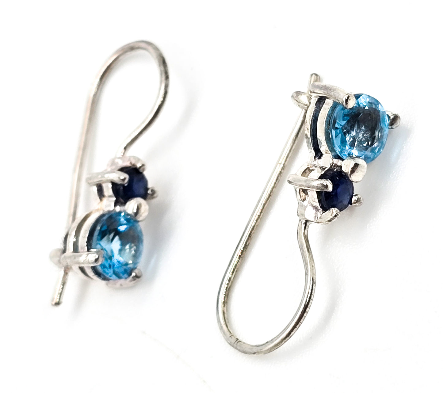 London Blue topaz and Blue spinel CI singed vintage sterling silver earrings