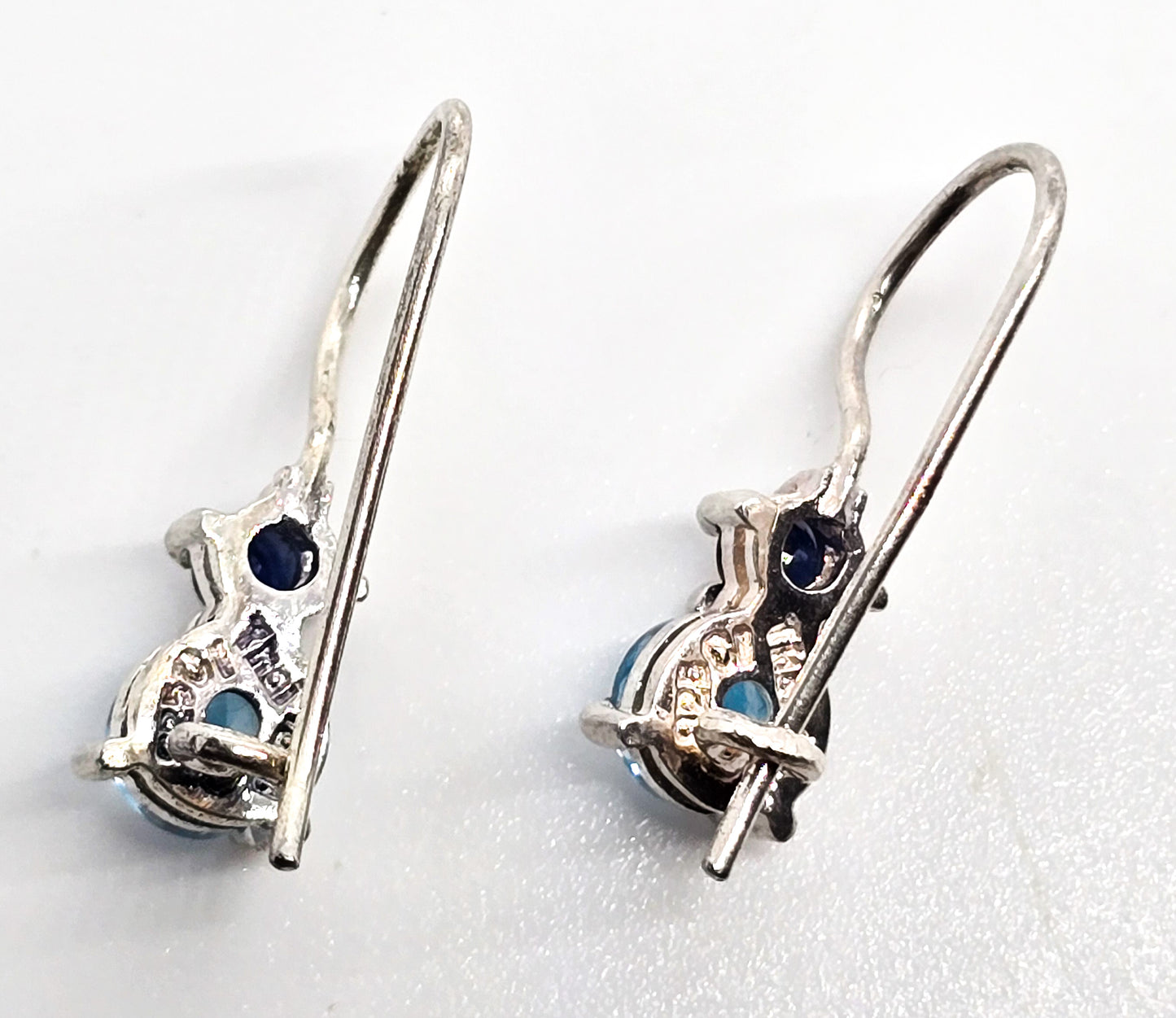 London Blue topaz and Blue spinel CI singed vintage sterling silver earrings