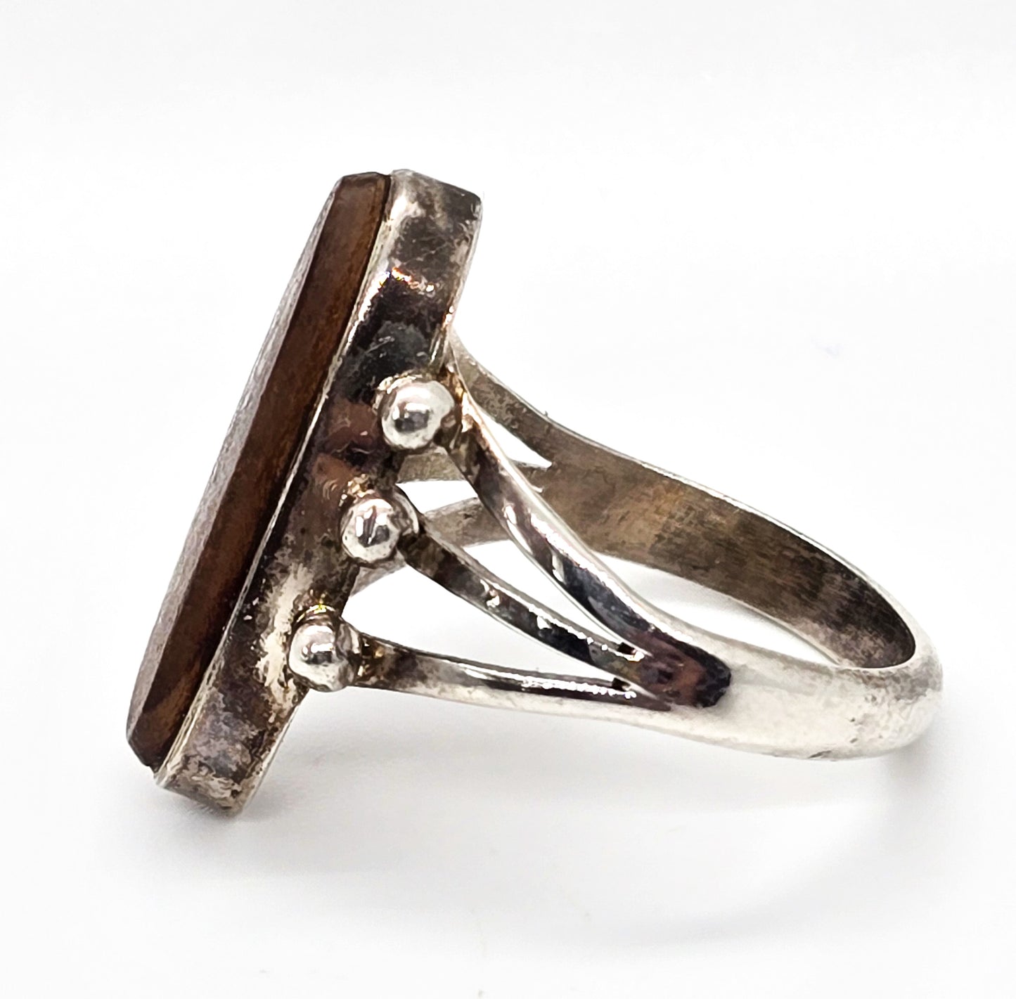 Ray Bennett Navajo Wooden Double Split shank vintage sterling silver ring size 9