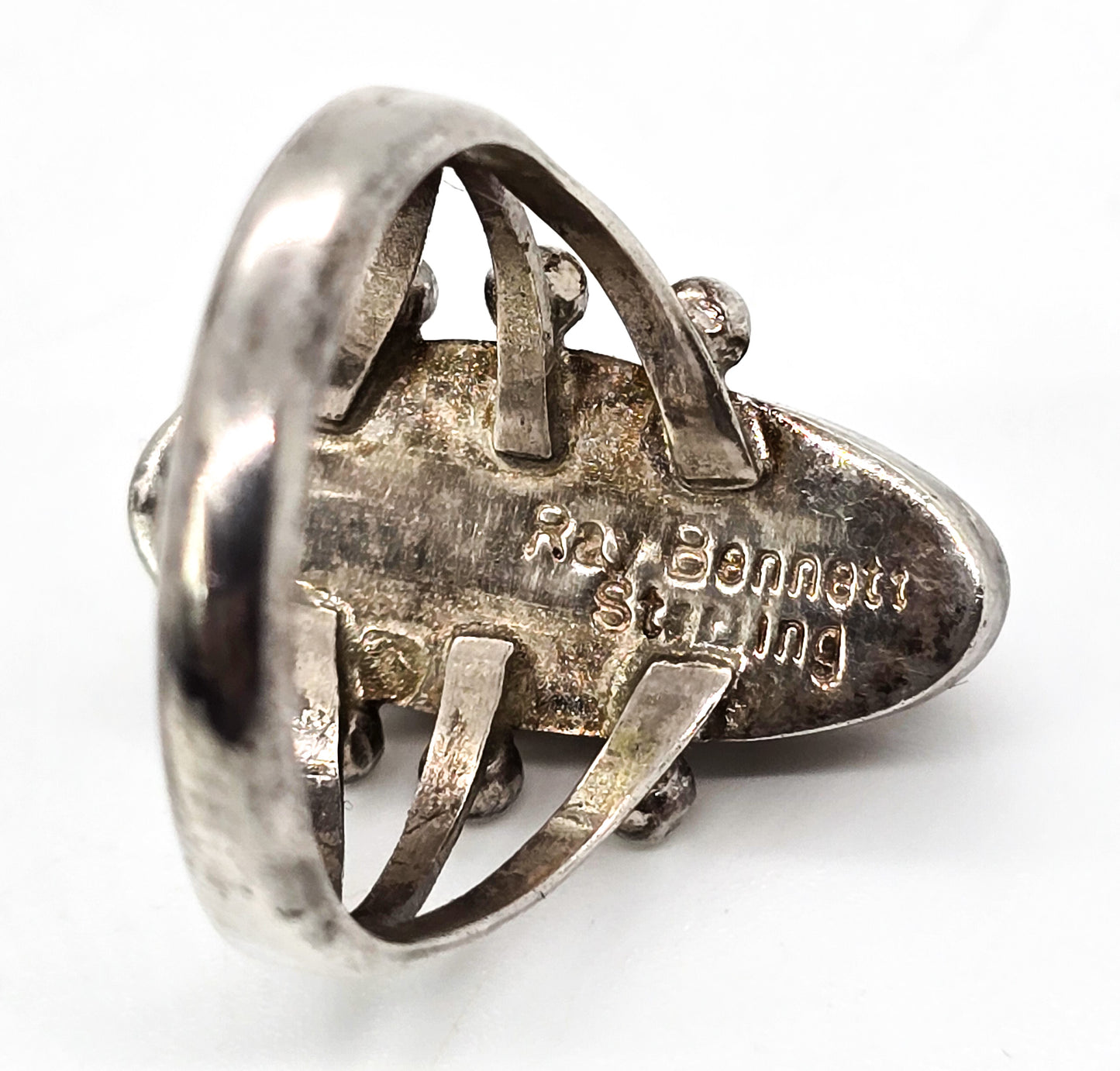 Ray Bennett Navajo Wooden Double Split shank vintage sterling silver ring size 9